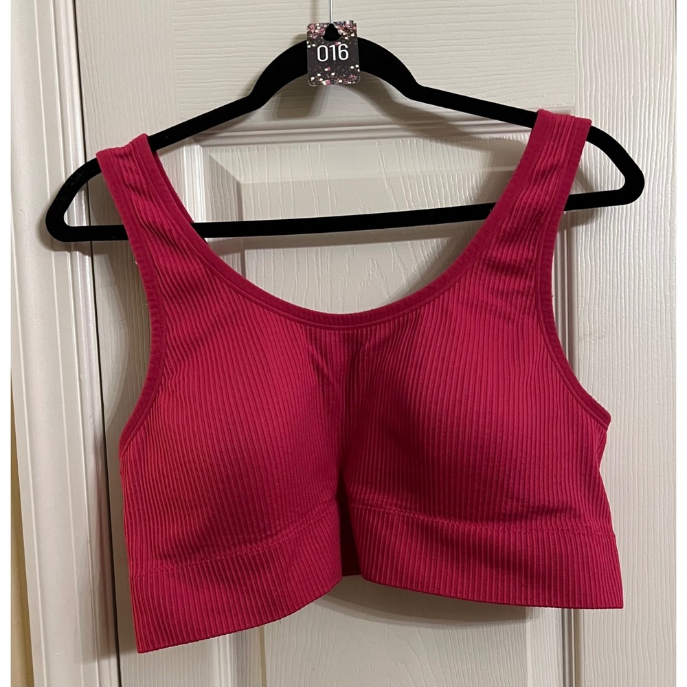Torrid Red Ribbed Seamless Sports Bra Plus Size 3X Wireless Scoop Neck Active